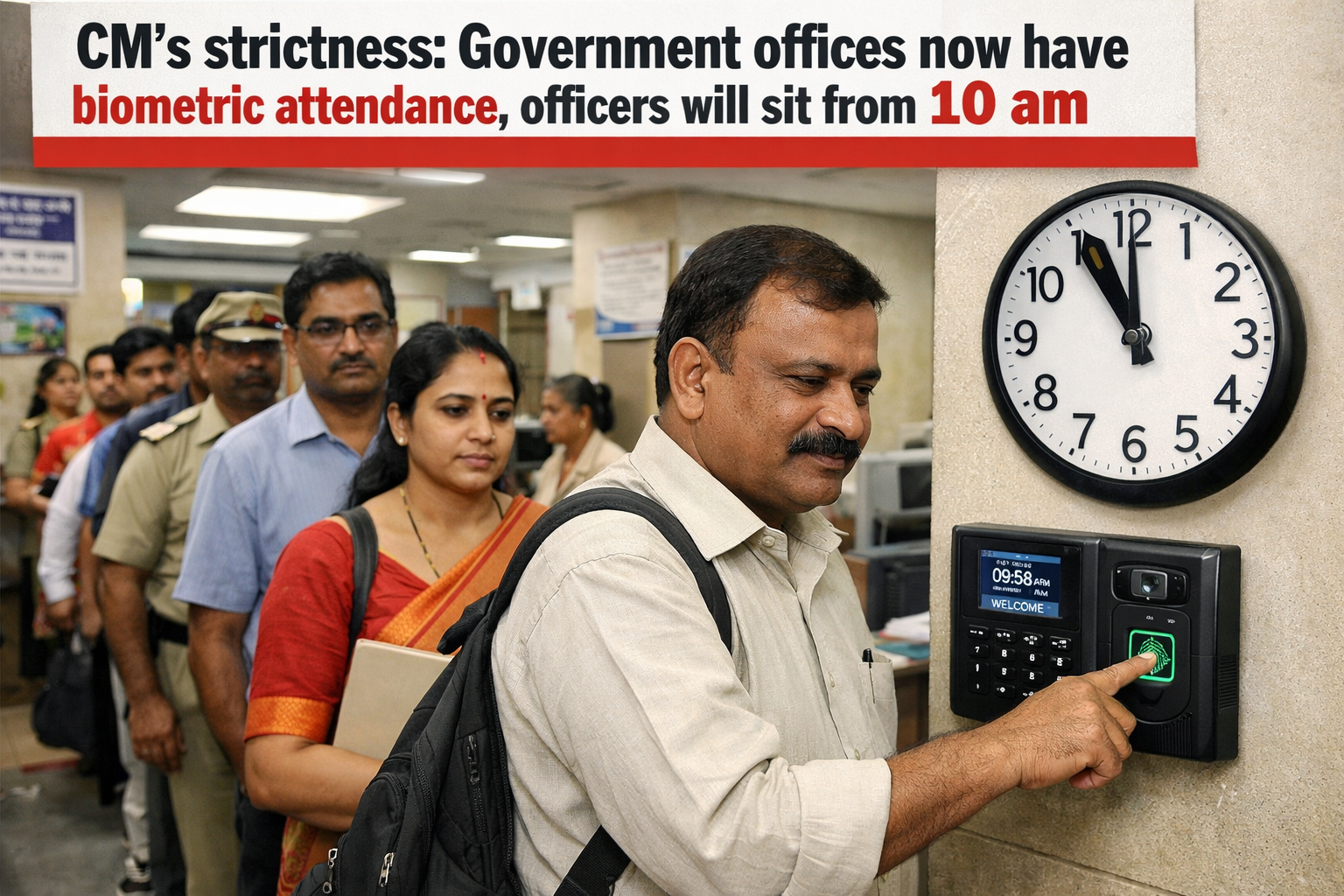 mp govt office boimetric attendence speak cm