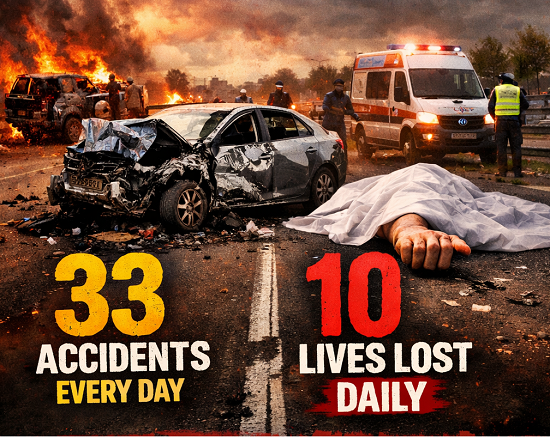 nh in mp average road accident highest & death